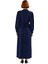 Kadın Tesettür Lacivert Uzun Balon Kol Dik Yaka Kuşaklı Rahat Shift Kalıp Dokuma Elbise Kaliteli 3