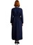 Kadın A Kesim Lacivert Anvelop Elbise Ceket Yaka Uzun Kol Düz Dokuma Kumaş Bağlama Detaylı Şık ve 2