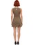 Kadın Nervür Detaylı Haki Rengi Düz Süet Dokuma Skater Kalıp Kolsuz Mini Elbise Kaliteli Şık 2