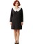 Kadın Büyük Beden A Line Siyah Mini Elbise Bebe Yaka Uzun Kollu Rahat ve Şık Dokuma Tasarım 3