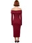 Kadın Bordo Bodycon Kalıp Carmen Yaka Uzun Kollu Örme Midi Elbise Şık Gündüz Gece Kombinleri Için 4