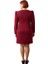 Kadın Bordo Bodycon V Yaka Balon Kol Uzun Kollu Dokuma Mini Elbise Büyük Beden Şık Günlük Kaliteli 4