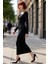 Kadın Bodycon Kesim Uzun Kollu Maxi Abiye Elbise Bağlama Detaylı Kare Yaka Ile Şıklık Sunar 1