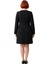 Kadın Siyah Düz Desen Dokuma Ceket Yaka Mini Boy Büyük Beden Şık ve Modern Ofis Iş Elbisesi 4