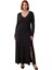 Kadın V Yaka A Kesim Uzun Kollu Maxi Örme Elbise Şık Düz Tasarım Gündüz Gece Kombinleri Için Ideal 3
