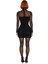 Kadın Siyah Kısa Tül Dokuma Dik Yaka Uzun Kollu Bodycon Astarlı Şık Abiye Elbise Mezuniyet Için 3