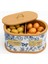 2 Bölmeli Patates Soğanlık - Bambu - Oval Mavi Desen 3