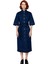 Kadın Düz Desen Shift Kalıp Gömlek Yaka Kısa Kollu Mavi %100 Pamuk Denim Maxi Elbise Casual Şıklık 1