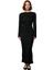 Kadın Gofre Dokulu Maxi Elbise Bodycon Kesim Uzun Kollu Kayık Yaka Sırt Dekolteli Kış Stili 2