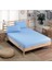 Pamuklu Ranforce Çift Kişilik Ara Ölçü 140X190 Lastikli Çarşaf Takımı - Açık Mavi 1
