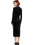 Kadın Siyah Kadife Bodycon Midi Elbise Polo Yaka Uzun Kollu Büzgülü Modern Kış Şıklığı Kaliteli 4