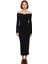 Kadın Siyah Bodycon Maxi Elbise Carmen Yaka Düşük Kol Kışlık Düz Örme Şıklığı Sunar Kaliteli 3