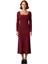 Kadın Bordo Maxi Boy Kare Yaka Bodycon Uzun Kollu Düz Örme Elbise Şık ve Konforlu Tasarım Kaliteli 3