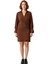 Kadınlar Için Kruvaze Dokuma Mini Elbise Standart Kol Uzun Kollu Şık Kahverengi Düz 3