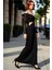 Kadın Siyah Bodycon Kayık Yaka Maxi Uzun Kol Cut Out Detaylı Şık Abiye Elbise Mezuniyet Baloları 1