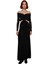 Kadın Siyah Bodycon Kayık Yaka Maxi Uzun Kol Cut Out Detaylı Şık Abiye Elbise Mezuniyet Baloları 3