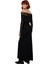Kadın Siyah Bodycon Kayık Yaka Maxi Uzun Kol Cut Out Detaylı Şık Abiye Elbise Mezuniyet Baloları 4