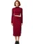Kadın Bordo Düz Bodycon Cut Outlı Midi Örme Elbise Dik Yaka Uzun Kollu Şık Kışlık Model Kaliteli 3