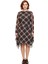 Kadın Asimetrik Kesim Örme Tül Ekose Desenli Midi Boy Uzun Kollu Elbise Günlük Şıklık Sunar 3