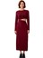 Kadın Bordo Bodycon Kesim Aksesuar ve Bel Cut Out Detaylı Uzun Kollu Maxi Elbise Şıklık Katıyor 3