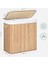 Çamaşır Sepeti, Çamaşır Toplayıcı, Bambudan Yapılmış, Kulplu Çamaşır Sandığı, 3 Bölme, Klipsli Kapak, 150 L, Katlanabilir, Çamaşır Odası, Yatak Odası, Banyo, Doğal Renk LCB091N01 4
