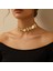 Lüks Gold Kaplama Çelik Choker Kolye Dövme Efektli Geniş Plaka Yaka Kolye Trend Statement Takı 1