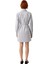 Kadın Fashion Forward Çizgili Gömlek Yaka Mini Dokuma Elbise Beyaz Gri Detaylı Casual Günlük 4