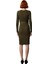 Kadın Haki Triko Midi Boy Kemerli Elbise Şık Bisiklet Yaka Uzun Standart Kollu Rahat Günlük Kombin 4