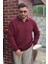 Erkek Bordo Polo Yakalı Pamuklu Yumuşak Kalın Kumaşlı Oversize Sweatshirt 1