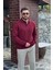 Erkek Bordo Polo Yakalı Pamuklu Yumuşak Kalın Kumaşlı Oversize Sweatshirt 2