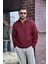 Erkek Bordo Polo Yakalı Pamuklu Yumuşak Kalın Kumaşlı Oversize Sweatshirt 3