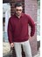 Erkek Bordo Polo Yakalı Pamuklu Yumuşak Kalın Kumaşlı Oversize Sweatshirt 4
