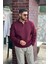 Erkek Bordo Polo Yakalı Pamuklu Yumuşak Kalın Kumaşlı Oversize Sweatshirt 8
