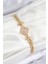 Pirinç Zirkon Taşlı Yonca Model Gold Renk Kadın Bileklik - TJ-BB7537 1
