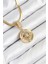 316L Çelik Zirkon Taşlı Pusula Model Gold Renk Kadın Kolye - TJ-BKO10532 1