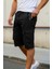Likralı Gabardin Bermuda Şort - Erkek Şort - Kapri Şort - Siyah Şort 1