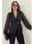 Piliseli Kadın Ceket Metal Düğme Detaylı Kolları Tül Şık ve Modern Tasarım 033 2