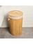 Living Katlanır Yuvarlak Bambu Kirli Çamaşır Sepeti - Bej - 60 Lt 3