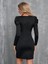 Kadın Uzun Kollu Kruvaze Yaka Kol Detaylı Ithal Krep Mini Elbise 3