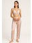 Kadın Premium Saten Sabahlık ve Pijama Takımı – Pudra Pembe, Dantelli Braletli 3’lü Set 4