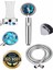 Silver Sapphire Turbo Pervaneli Duş Başlığı Yüksek Basınçlı Fıskiye Batarya Start/stop Düğmeli Duş Hortumu 150 cm ve Mafsal Set Duş Başlığı Seti 1