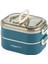 Bento 1000ML Lunchbox Çift Katlı 3 Bölmeli Çelik Sefer Tası Yemek Kutusu (Lacivert) 1