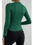 - Kadın Yeşil Belden ve Boyundan Büzgü Detaylı Uzun Kollu Bluz 2