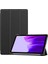 Samsung Galaxy Tab S7 Fe T737 T733 T736 ile Uyumlu Tablet Kılıfı Smart Cover Uyku Modlu Standlı Arkası Sert Şeffaf Kapak - Siyah 1