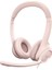 H390 Kablolu Kulak Üstü Mikrofonlu Kulaklık, Dijital Stereo Ses, Katlanabilir Gürültü Önleyici Mikrofon, Kablo Üzeri Denetimler, Pembe 1