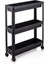 Plastik 3 Katlı Tekerlekli Organizer Diktördgen Raf Ünitesi Siyah 1