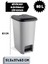 Home Slim Pedallı Çöp Kovası 60 Litre &amp; Büyük Boy Pedallı Çöp Kovası Gri Metalik Gri 3
