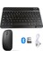 MT82 Kablosuz Bluetooth + USB Wifi Şarjlı Klavye Mouse Seti Ultra Ince Taşınabilir Türkçe Q Klavye (Siyah) 1