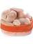 48708 Soft Toy Sleeping Pets Bunny Caramel In Peach Basket 12CM 2