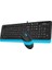 Tech F1010 Q USB Türkçe Fn-Multimedya Klavye+Optik 1600DPI Siyah/mavi Mouse Set 3